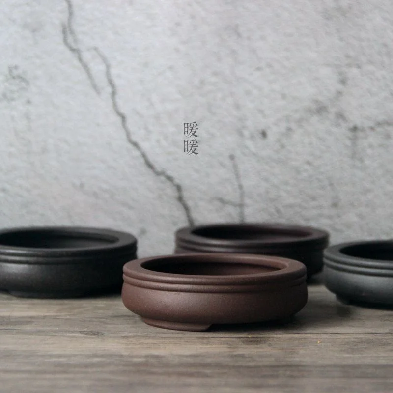 Bonsai Garden China - Keramische Ronde Bonsai Pot, Schaal, Paars-zand,