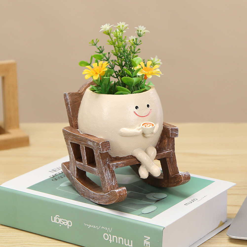 Japanese Garden Bonsai - Stoel/Swing Smile Face Planter Hars Hangend