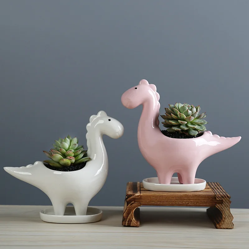 Japanese Garden Bonsai - Keramische cartoon dinosaurus plantenbak met lade,