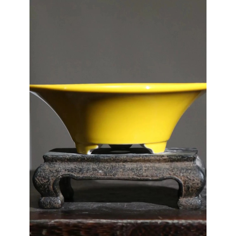 Bonsai Garden China - Porseleinen kleurrijk geglazuurde ronde bonsai pot