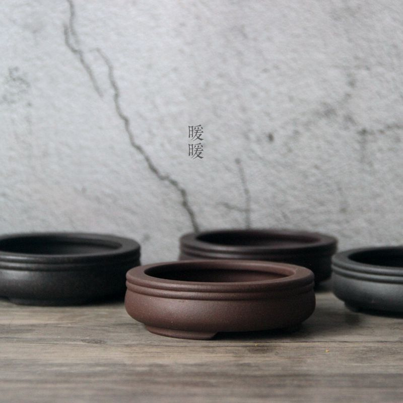 Bonsai Garden China - Keramische Cirkel Bonsai Pot, Plaat, Paars-Zand,