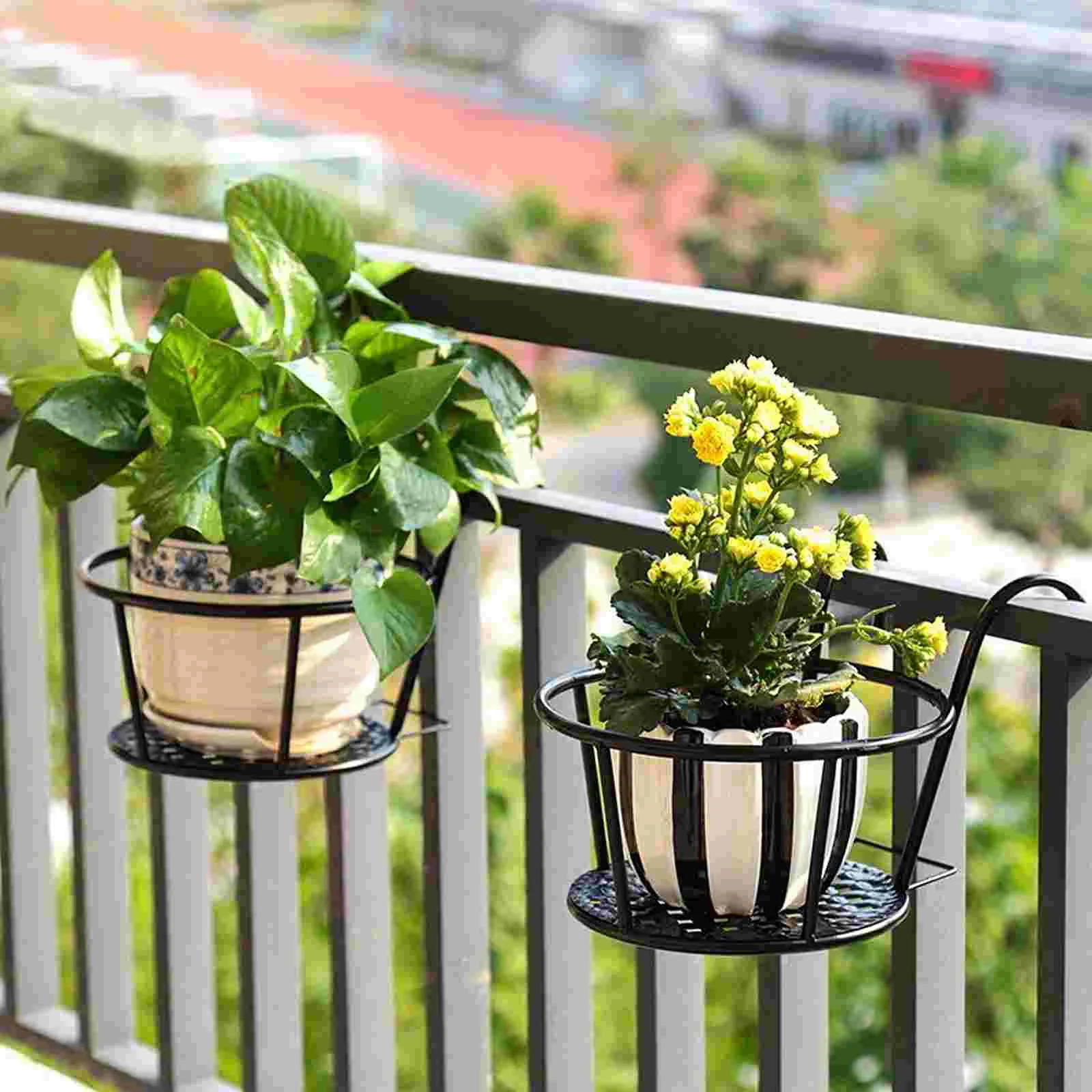 Bonsai Garden China - 2-delige ijzeren bloempotstandaard muurhangend balkon plantenbakrek