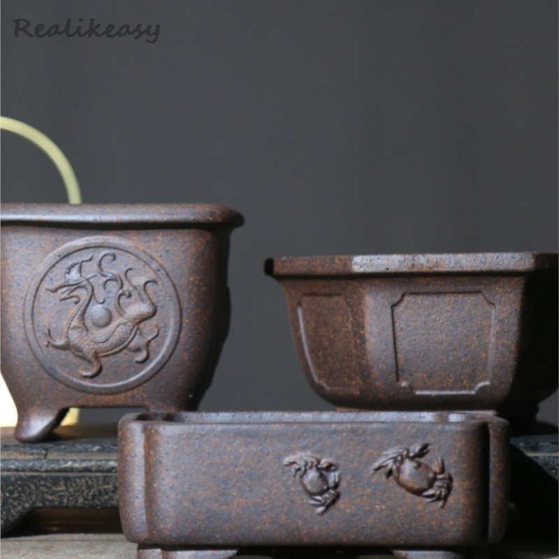 Japanese Garden Bonsai - Paars Zand Bloempot Zeshoekige Bonsai Pot
